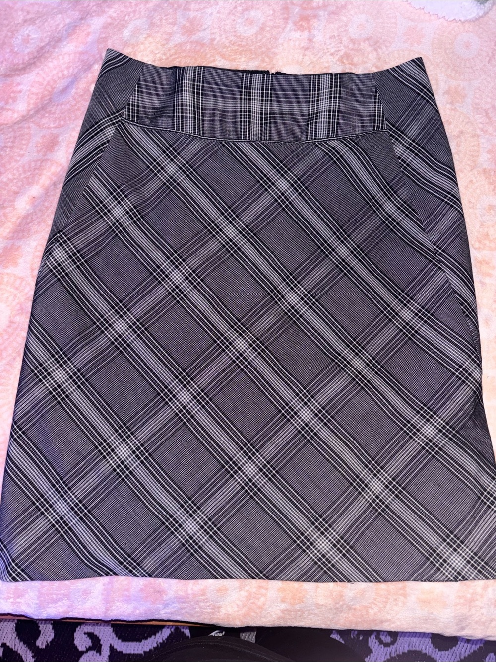 Fashion Bug Black and White Plaid A-Line Skirt